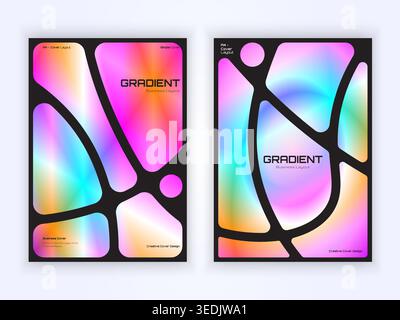 gradient booklet brochure full color abstract cover template bundle Stock Vector