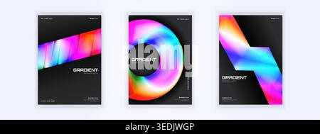 gradient booklet brochure full color abstract cover template bundle Stock Vector
