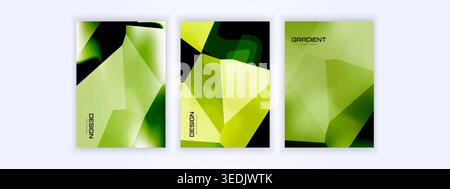 Eco-friendly cover, natural green gradient design, glass and diamond effect, geometric style Stock Vector