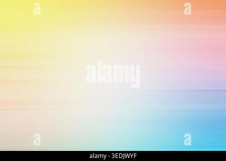A vibrant, multi-colored abstract background featuring a soft gradient transition from yellow to orange, pink, and blue, overlaid with a subtle grain. Stock Photo