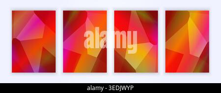 Cover Background of shining triangles of red diamonds, ruby diamonds. Creative Geometric illustration in origami style with gradient Stock Vector