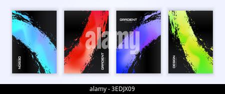 Abstract cover brush stroke design with gradient watercolor. Good texture for you Stock Vector
