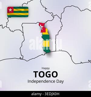 togo independence day, geographical map and flag, background of outlines around the country of togo on the african continent Stock Vector