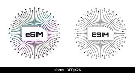 Embedded SIM components icon concept, eSIM, Embedded Universal Integrated Circuit Card Stock Vector