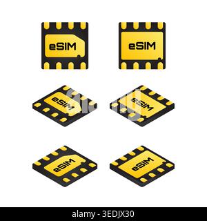 simple design of Embedded SIM components in a smartphone, eSIM, Embedded Universal Integrated Circuit Card Stock Vector
