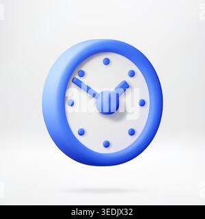 Blue wall clock 3d icon. Stock Vector