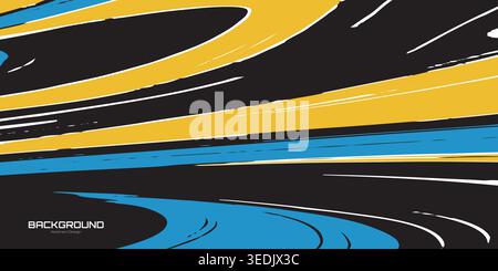 timeline abstract design background, cartoon lines, blue yellow dimensional lines, illustration vector Stock Vector