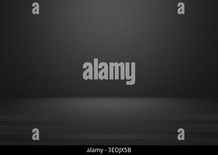 A dark, moody, and minimalist studio background with a grainy texture and subtle horizontal lines on the floor, creating a clean stage effect. Stock Photo