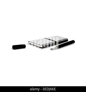 silhouette of book, pencil and eraser, icon vector illustration Stock Vector