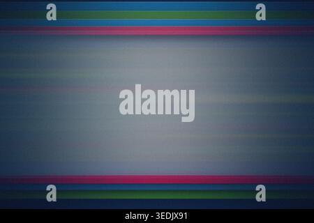 Abstract background featuring colorful horizontal lines in blue, green, and pink, with a central gray area and a grainy texture. Stock Photo