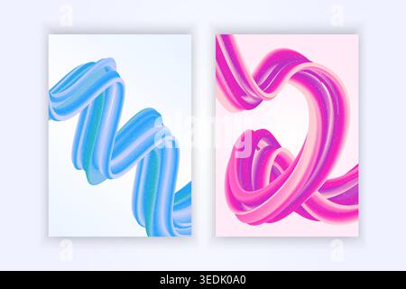 cover design background with liquid abstract wavy colorful gradient blue and purple Stock Vector