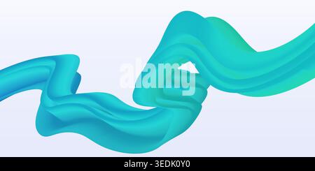 turquoise gradient wavy fluid abstract background Stock Vector