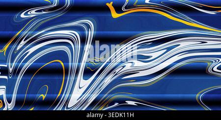 This image showcases a stunning abstract design featuring swirling patterns of blue and yellow hues with white accents, creating a beautiful and capti Stock Photo