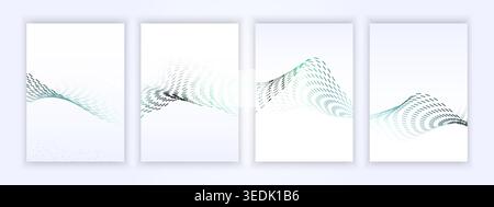 Cover design with white background and green wavy dotted lines, suitable for report designs, posters, business and so on Stock Vector