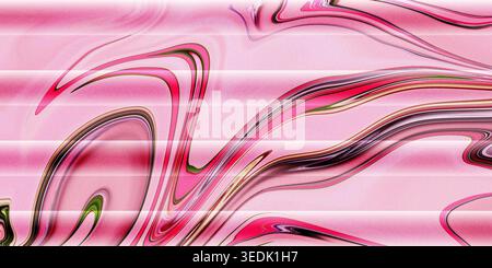 A vibrant abstract background featuring swirling pink liquid marble patterns overlaid with subtle horizontal lines, creating a modern and artistic des Stock Photo