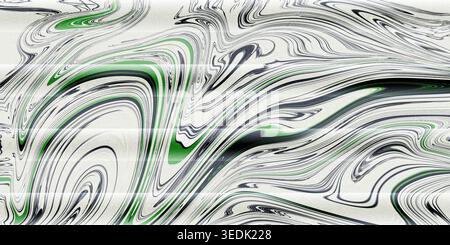 This image presents a stunning abstract design featuring swirling patterns of green, black, and white colors. The composition is dynamic, with curved Stock Photo