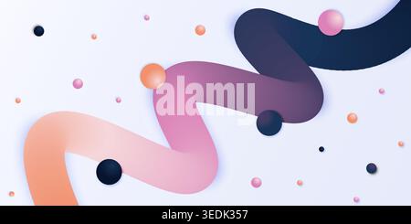 Colorful graphic design background featuring a purple and orange line with many different colored Stock Vector