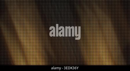 A close-up of a textured surface composed of numerous small, circular elements arranged in a grid. The colors transition from a warm, golden hue on th Stock Photo