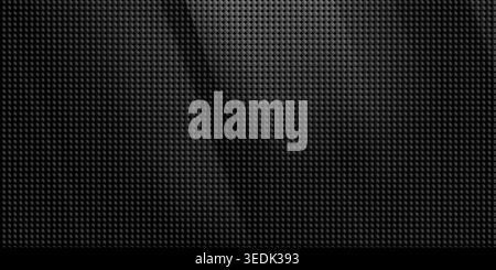 A wide, abstract background featuring a grid of small, dark, almost black squares, creating a subtle carbon fiber or stealthy textured pattern. Stock Photo