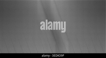 A clean, uniform metallic grid pattern of identical elements in a precise array. Subtle top-down lighting highlights the texture and creates a gentle Stock Photo