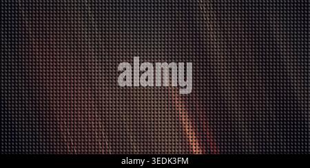 Close-up of a dark, textured carbon fiber surface featuring a repeating pattern of small geometric shapes and soft, diagonal light highlights. Stock Photo