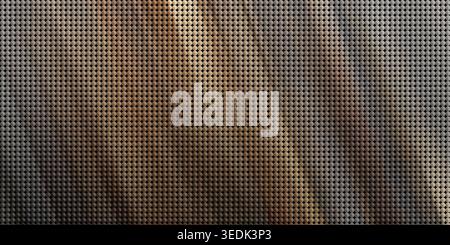 A high-resolution texture featuring a repeating pattern of small, metallic circular studs or sequins with a warm, diagonal light gradient across the s Stock Photo
