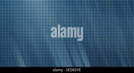 A high-resolution background featuring a blue metallic surface with a uniform, repeating pattern of small circular indentations or studs. Stock Photo