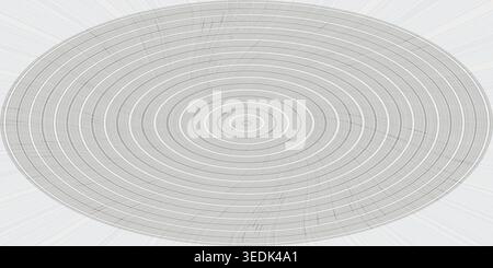 An abstract design featuring a series of concentric circular lines in shades of grey, creating a hypnotic and structured geometric pattern. Stock Photo