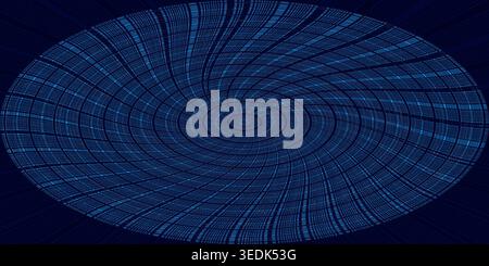 A dark blue abstract background featuring a swirling vortex of binary code, representing data flow, technology, and digital information. Stock Photo