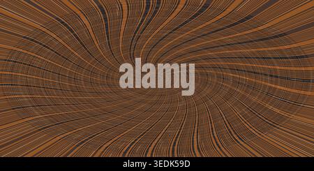 A vibrant copper and black abstract background featuring a radial swirl effect with fine, textured linear patterns radiating from the center. Stock Photo