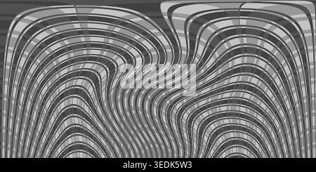 A grayscale abstract image showing a series of wavy, distorted stripes creating a rhythmic, flowing visual effect. Stock Photo