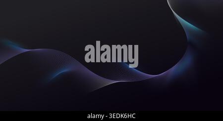 Abstract glowing wave lines on dark background. Dynamic wave pattern. Modern wavy lines and Futuristic technology concept Stock Vector