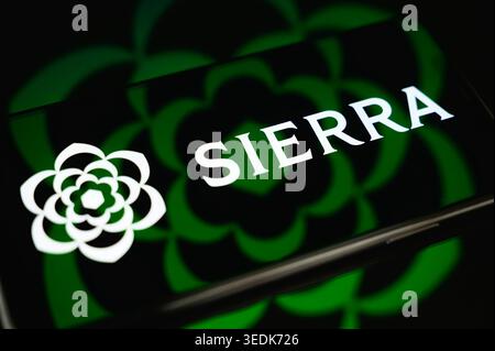 Paris, France - May 6, 2026: The logo of Sierra, an innovative AI agent platform for customer experience, shown on a mobile device in Paris. Stock Photo