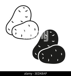 Potatoes icon set with outline and solid black styles, simple vegetable symbol collection isolated on white background for food design Stock Vector