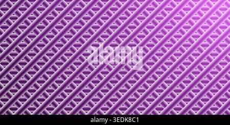 A vibrant abstract background composed of a pattern of diagonal intersecting lines, illuminated with a bright purple gradient and soft lighting effect Stock Photo