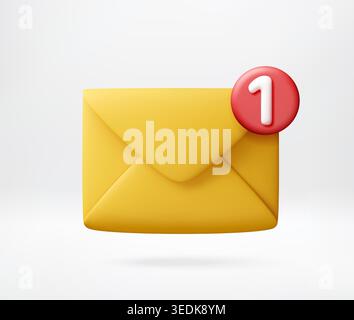 3D envelope with red notification badge Stock Vector