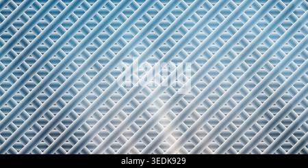 A modern abstract background featuring a grid of diagonal intersecting lines creating a woven mesh effect with a soft blue gradient lighting. Stock Photo