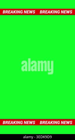 Vertical layout with breaking news ticker bars green background Stock Vector