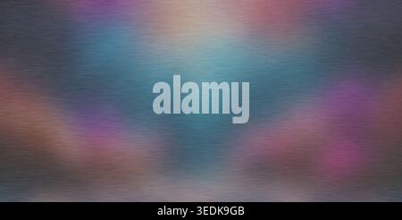 A textured background resembling brushed metal with soft, ethereal light flares in shades of blue, purple, and pink, creating a modern atmospheric eff Stock Photo