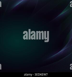 Abstract glowing wave lines on dark greenbackground. Dynamic wave pattern Stock Vector