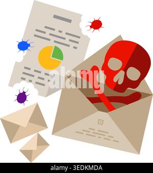 Internet Security and Cyber Crime Concept with Flat Icon Like Spam. Vector for Flyer, Poster, Web Site and Printing Advertising. Stock Vector
