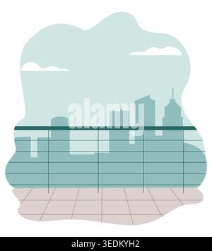 City skyline viewed from a modern balcony Stock Vector