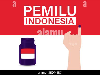 Little Finger with Purple Ink. Election in Indonesia. Election Concept. Vector Illustration. Stock Vector