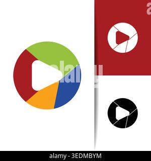 Clean and modern play media icon design featuring a minimalist style, perfect for apps, websites, UI interfaces, and digital platforms. High-quality v Stock Vector