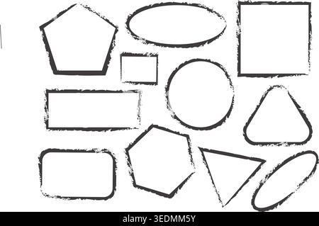 Various irregular frames and shapes with torn edges for design elements on a transparent background. Stock Vector