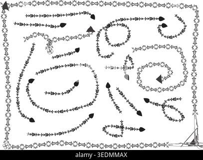 Ornate floral border collection with elegant filigree swirl frames and decorative divider. Stock Vector