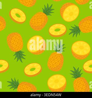 Seamless pineapple pattern bright tropical background Stock Vector