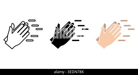 Clapping hands icon set showing applause gesture in different graphic styles Vector Stock Vector