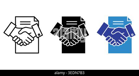 Business contract handshake icon set for agreement and partnership concepts Vector Stock Vector