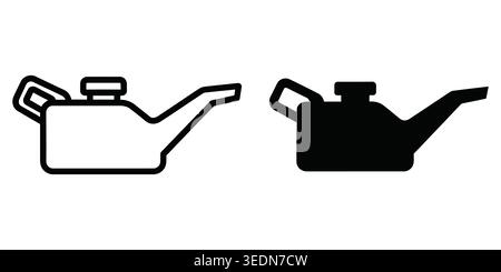 Oil can icon set for car maintenance and engine service in black and white Vector Stock Vector